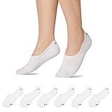 Snocks Füßlinge für Damen und Herren aus Bio-Baumwolle 6 Paar - Rutschfeste und unsichtbare Sneakersocken - Kurze Socken Gr. 39-42 - Farbe Weiß