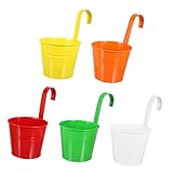 BEBEMOKO 5 Stück Eisen-Metall-Pflanzgefäße für Garten, Terrasse und Außenbereich, stilvolle Hängetöpfe für Blumen, Kräuter und Pflanzen, langlebiges und wetterbeständiges Design