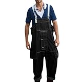 Mymyguoe Herren Arbeits-Latzhose - Atmungsaktive Baumwolle Latzhose Braun Latzhose Cargohose Sporthose Workoutpant Seitetaschen Vintage Cargohose Viele Taschen Latzhose