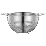 Seiher Sieb Edelstahl 24cm Seiher mit 2 Griffen und Standfüßen Nudelsieb Küchensieb aus Edelstahl Salatseiher Metallsieb für Küche/Nudel/Gemüse/Obst/Reis