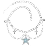 DEARMAMY Schlüsselbeinkette Strass Halskette Stern Schlichtes Gotische Halskette Silberne Sternketten Gothic-stern-halskette Colliers Halskette Für Grunge Sky-blue Legierung