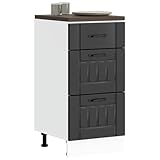 LAPOOH Küchen-Unterschrank Lucca Schwarz Holzwerkstoff, Küchenzeile, Küchenmöbel, Küchenunterschränke, Küchenblock - 854231