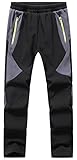DAFENP Kinder Softshellhose Skihose Warm Gefüttert Thermohose Winter Wasserdicht Winddicht Schneehose Jungen Mädchen Wanderhose KZ2001-Black-L