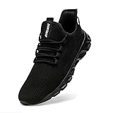 Linenghs Herren Schuhe Laufschuhe Turnschuhe Sportschuhe Sneaker Running Tennis Freizeit Straßenlaufschuhe Leichtgewichts Atmungsaktiv Walking Outdoor Fitness Jogging Schwarz 46 EU