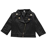 jieGorge Lederjacke für Jungen Mädchen Motorradjacke Kinder Bomberjacke mit Stehkragen Blouson Weiche Kunstleder Jacke Herbst Winter Warm Reißverschluss Mantel Kleidung, a, 4-5 Years