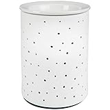 Heim & Büro Porzellan Duftlampe DOTS | 1 Stück | Elektrisch | Weiss | 15 cm | für die Steckdose | mit Birne | Aromalampe