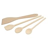 FACKELMANN 31125 4-teiliges Küchenhelfer-Set aus Holz mit Pfannenwender und Löffel, FSC-zertifiziertes Holz, 20 cm, 25 cm, 30 cm