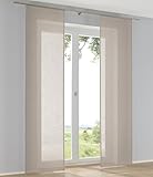 Kutti 2er Set Schiebegardinen Raumtrenner Boston Taupe Leinenoptik Schiebevorhänge mit Paneelwagen B 60 x H 245 cm