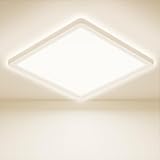 Deckenleuchte LED, Deckenlampe Wohnzimmer 4000K-18W-1600LM, IP44 Wasserfest Modern Schlicht Ultra dünn Lampe für Schlafzimmer, Bad, Flur, Balkon, Küche, Keller - 22cm, Quadrat