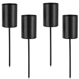 Romadedi Kerzenhalter Adventskranz Schwarz für Stabkerzen - 4er Set Advent Kerzenständer Stabkerze Kranz zum Stecken Stabkerzenhalter Metall für Weihnachten Deko Tischdeko Kerzen
