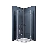 doporro Eck-Duschkabine Eckdusche Rav01K 90x120x190cm Glasdusche inkl. Duschtasse in Weiß ESG-Sicherheitsglas Klarglas inkl. Easy-Clean-Beschichtung und DIN-Anschlüssen