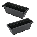 WRITWAA Rechteckiger Pflanztrog 2 Stück aus Kunststoff mit Untersetzer Wiederverwendbar und Abriebfest für Balkon und Anzucht von Kakteen