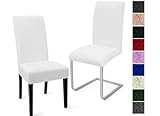 Stuhlhussen 2er Set Stuhlbezüge Moderne Stretch Stuhlhussen Universal Husse Abnehmbare Stuhlbezug Waschbarer Abdeckung Esszimmer Dekoration Spannbezug,für Hotel und Hochzeit Partys(2er Set, Weiß)-C