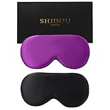 2er Pack 100% Echte Natürliche Seide Augenmaske Seide Schlafmaske Schatten Puffy Eye Gift mit Verstellbaren Trägern Schlaf Augenmaske SHJINJU Augenmaske Schatten (Schwarz und Lila)