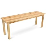 DELUKE Gartenbank wetterfest Holz Lydia - 3 Sitzer, Ohne Lehne, 118cm | Sitzbank Garten Massivholz Holzbank Outdoor | Natur