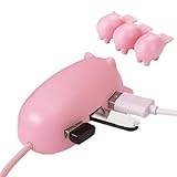 Animal Shaped USB Hub, Swine Type C Docking Station, 3-Port USB Adapter Hub, USB Splitter, Swine USB Hub, Hog Decoration Lids, 3-Port USB Hub, Tier USB Hub für Laptop, USB Hub für Tablet PC, Pig USB