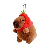 MOLKASIA Cosplay Plüsch Schlüsselanhänger Rucksack Anhänger Cartoon Auto Schlüsselanhänger Handtasche Dekoration Frauen Zubehör Geburtstag, Erdbeere, 10-12cm
