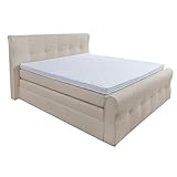 Riess Ambiente Design Boxspringbett SIGNUM - 160x200cm - Creme Strukturstoff - inkl. Topper, Matratzen & Bettkasten