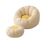 AKPHBKFG Sitzsack Riesensitzsack, Bequemer Sitzsack für Erwachsene mit Fußhocker und Schneeflocken-Samtbezug Lazy Sofa Sitzsack für Teenager im Wohnzimmer, Einzelsofa A,80 * 50 * 40cm