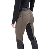 Winter-Reithose aus Fleece für Damen – Vollreithose – gefütterte Thermo-Leggings mit Handytasche, Taschen – Reitleggings, coffee, 38