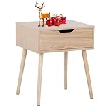 Yaheetech Nachttisch Nachtschrank Nordische Nachtkommode Couchtisch mit 1 Schublade Kiefernholz Beistelltisch Sofatisch für Schlafzimmer/Wohnzimme
