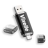 Vixelle High Speed USB 3.0 Typ-C Flash Drive – 2-in-1 USB C Speicherstick Pen Drive – USB Jump Drive Foto-Stick für Smartphone, Tablet & Computer – Schwarz (Schwarz, 8 GB)