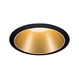 Paulmann 93395 Einbauleuchte Cole starr rund dimmbar Einbaustrahler Schwarz matt, Gold Spot Aluminium, Kunststoff Einbaulampe GU10