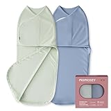 momcozy Pucksack Baby 0-3 Monate, leiser Verschluss,Swaddle für frischgebackene Eltern, reduziert den Schreckreflex, unverzichtbar für Neugeborene 0-3 Monate, 2er-Pack, Blau und Grün