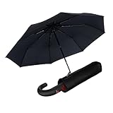 Knirps Taschenschirm T.260 Medium Duomatic Black – Auf-Zu-Automatik – Sturmfest – Windproof – Rundhakengriff – Schwarz