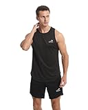 Herren Tanktop, schnell trocknende Trainingshirts, Muskel Fitness Bodybuilding Laufshirt Fitness Tanks Ärmelloser T-Shirt Schwarz M