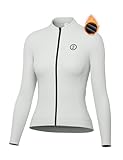INBIKE Radtrikot Damen Langarm Fahrradtrikot Winter Laufen Running Jogging Fleece Thermo Trikot Fahrrad Rennrad MTB Mountainbike Shirt Fahrradbekleidung Weiß S