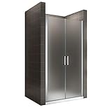 i-flair Duschtür LARA 86x195 cm Verstellbereich von 86-89 cm, Höhe: 195 cm, Duschabtrennung aus 6 mm satiniertem ESG Sicherheitsglas mit Nanobeschichtung und Edelstahlgriffen – NF