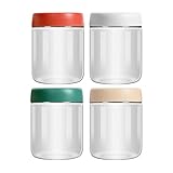 Haferbehälter mit Deckel, Glasdosen mit luftdichtem Deckel, breite Öffnung, 450 ml, Frischhaltedosen aus, luftdichter Organizer für Reste, Snacks, 4 Stück