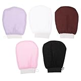 SAFIGLE 5 Stück Peeling-Duschhandschuhe aus Polyesterfaser, Körperpeeling-Handschuhe, Tiefenreinigungshandschuh für den Körper, Abgestorbene Hautzellen entfernen, Duschschrubbhandschuh für Damen