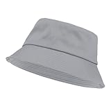 Yolev Fischerhut Damen Eimerhut Einfarbig Sonnenblende Bucket Hat mit UV Schutz Sonnen Hut Grau Faltbar Sommer Outdoor Sporthut Anglerhut Herren
