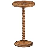 HOOBRO Kleiner runder Beistelltisch, Getränketisch mit Beinen aus Holz, Beistelltisch Couch, Nachttisch, Sofatisch, Cocktailtisch, für kleine Räume, Wohnzimmer, Schlafzimmer, Vintagebraun EFG187BZ01