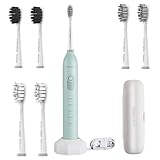 BarberBoss Elektrische Zahnbürste, Schallzahnbürste für Erwachsene, Einstellbare Oszillation, 40°/50°/60° Wellentechnologie, 5 Putzmodi, 6 Bürstenköpfe, 45-Tage Akku, Reiseetui und Smart Timer