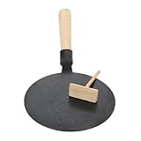 Toyvian Crepe Pan mit Holzgriff Flache Pfanne für Pancakes und Eier Robustes DIY Zuckerbild tool Gleichmäßige Teigverteilung Geeignet für Zuhause und Gastronomie