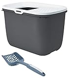 PETGARD Sparpack Katzentoilette HOP IN dunkelgrau + XXL Streuschaufel + gratis Katzenspielzeug