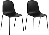 CLP 2er Set Stühle Hardin, stapelbare Gartenstühle, wetterfest und UV-beständig, Outdoor-Stuhl für Balkon, Terrasse und Esszimmer, Farbe:schwarz