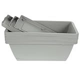 VALICLUD 4 Stück Rechteckige Kunststoff Pflanzkästen mit Untersetzer Fenster Blumenkasten für Gemüse und Blumen Wetterfeste Kleine Pflanzgefäße in Hellgrau für Balkon und Garten