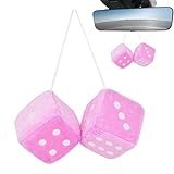 Pelziger Würfel - flauschiger Würfel, Plüschfuzzy -Würfel für Rückspiegel | Hangauto -Charme, weiche Autoverzierung, dekorative Würfel für Autos innen, weiche quadratische Würfel, süßes Fahrze