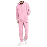 Vexuqedy Jogginganzug Herren 2-Teilig Trainingsanzug Warm Fleece Gefüttert Freizeitanzug Baumwolle Kapuzenpulli und Sporthose Jogginghose Set Stilvolle Bedruckt Übergangs Sportanzug