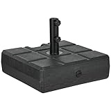 Outsunny Sonnenschirmständer quadratischer Schirmständer Schirmsockel aus HDPE mit Sand oder Wasser füllen für Mast Ø 32, 38 und 48 mm - ABM. 49L x 49l x 36,5H cm schwarz