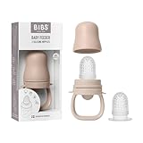 BIBS Fruchtsauger Baby ab 4 und 6 Monate - Ideal für Beikost wie Obst, Püree, Baby Brei, Gemüse - Inklusive 2 Sauger - Kompatibel mit BIBS Gefrierbehälter - BPA-Frei – Hilfe beim Zahnen - Blush