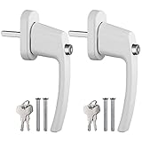 AUTOUTLET Abschließbare Fenstergriffe, 2PCS Aluminium Sicherheitsfenstergriff Fensterschloss Kindersicherung mit Druckknopf & Schloss in Stiftlänge 35mm, Fenster Windows Türgriffe Balkontürgriff(Weiß)