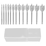 13PCS Flachfräsbohrer Set, Spatenbohrer Set Länge 150mm Spatenbohrer Holz mit 1/4' Sechskantschaft Holzbohrer Flachbohrer Set für Weichholz Hartholz Spanplatten Kunststoff