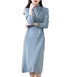 Suvoiier Damen-Strickpullover aus Wolle, knielang, lang, dick, Strickpullover, Grau Grreens, M