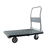 Plattformwagen Pritschenwagen Transporter Werkzeugwagen Trolley Pull Push-Pull Klappanhänger Trolley Plattform(Black,Small)
