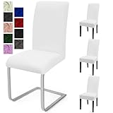 Stuhlhussen 4er Set Stuhlbezüge Moderne Stretch Stuhlhussen Universal Husse Abnehmbare Stuhlbezug Waschbarer Abdeckung Esszimmer Dekoration Spannbezug,für Hotel und Hochzeit Partys(4er Set, Weiß)-C